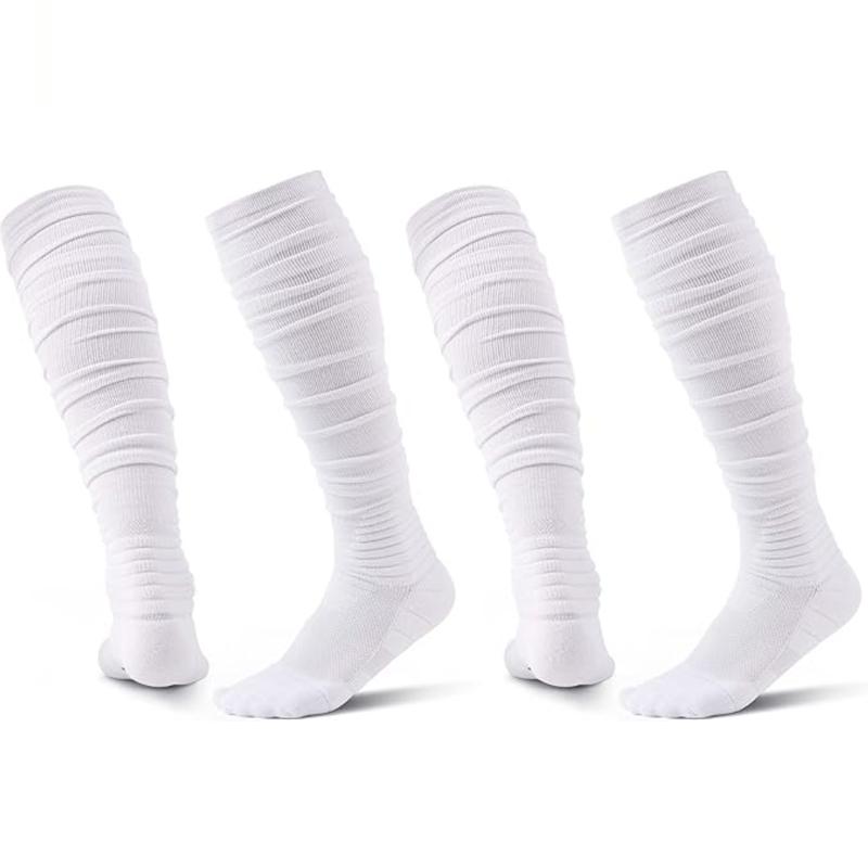 2 Pairs Scrunch Football Socks Compression Sports Socks Extra Long Padded Socks for Men Youths High Socks Tube Sock