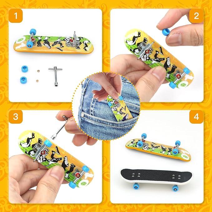 Finger Skateboard Ramp Set, 6 in 1 Plus 11 Buffer Plates Mini Skatepark for Fingerboard, Finger Skateboard Gifts for Beginners, Thanksgiving, Christmas, New Year Gift