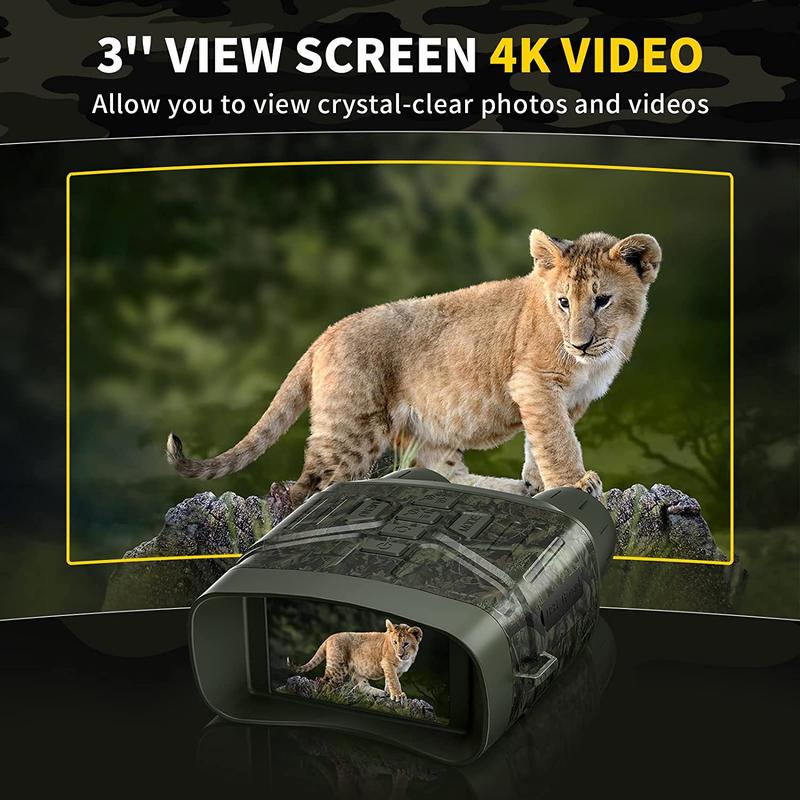 Night Vision for Hunting Goggles - 4K Night Vision Binoculars for Adults, 3'' HD Screen Binoculars can Save Photo and Video with 32GB TF Card, Camouflage for Surveillance Tactical Gear