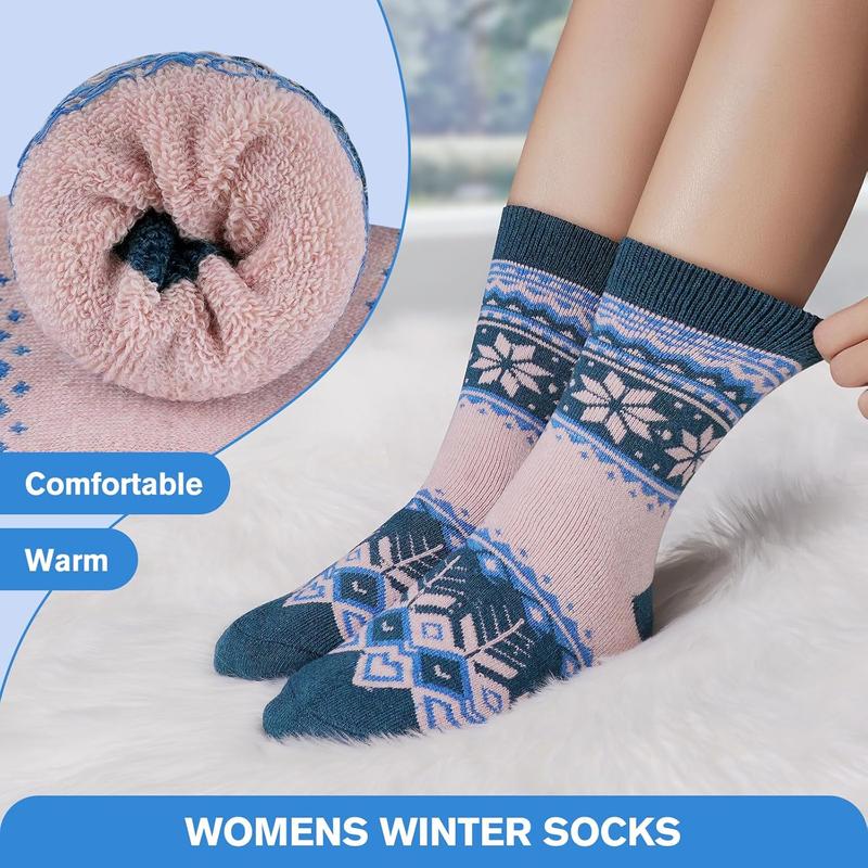 5 Pairs Merino Wool Socks for Women Winter Thick Warm Hiking Socks Women Thermal Crew Cushion Socks