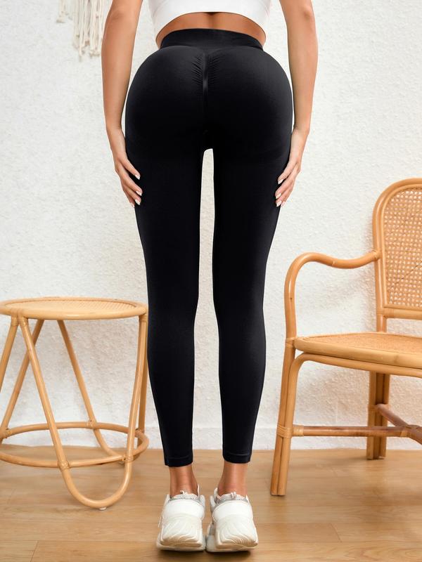 Women's Solid High Waist Sports Leggings, Breathable Comfortable Seamless Skinny Pants, High Stretch Yoga Leggings, Ladies Sportswear for Indoor Outdoor Wear