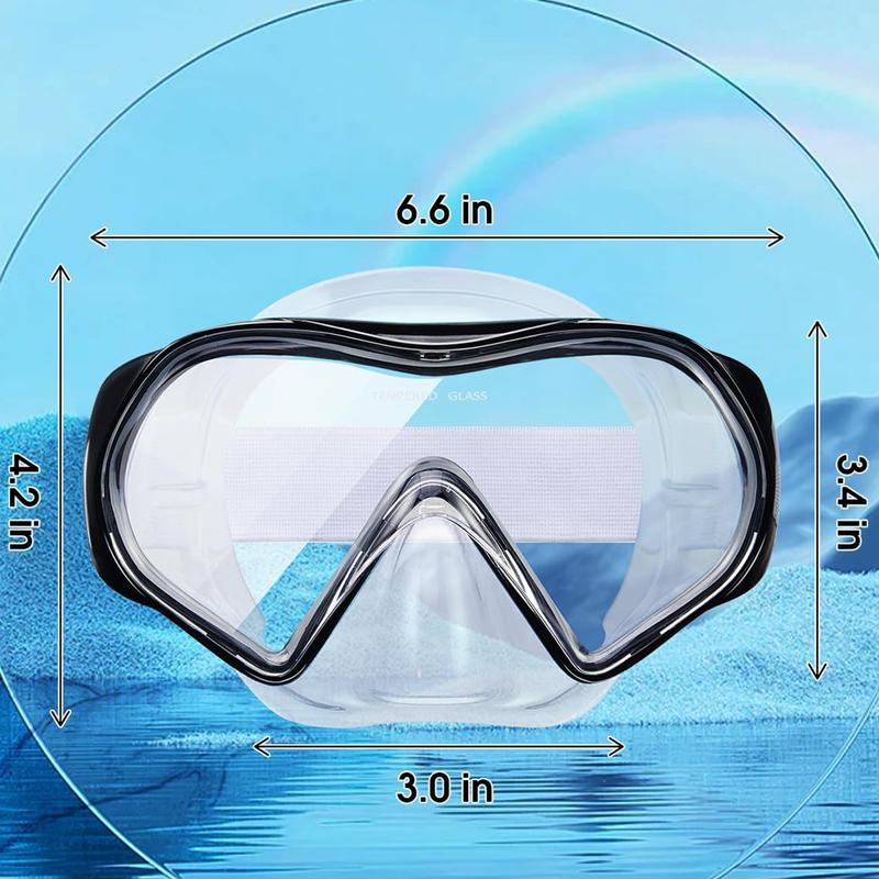 Aegend Swim Goggles with Nose Cover Adult Snorkel Mask, Tempered Glass Panoramic View No Leak Anti Fog Knitted Strap Diving Mask