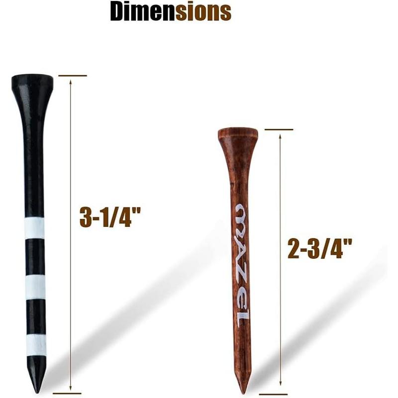 Natural Wood Bamboo Golf Tees 2 3 4 Inch & 3 1 4 Inch,Pack 50 or 120,Reduce Friction & Side Spin,More Stable Golf Tees