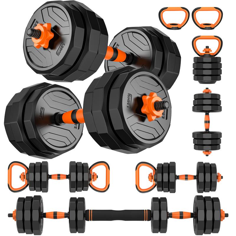 Bearbro 44lb 6-in-1 Adjustable Dumbbells Set Free Weight Set with Connector Used as Barbell, Kettlebells, Push up Stand, Fitness Exercises for Home Gym Suitable Men Women