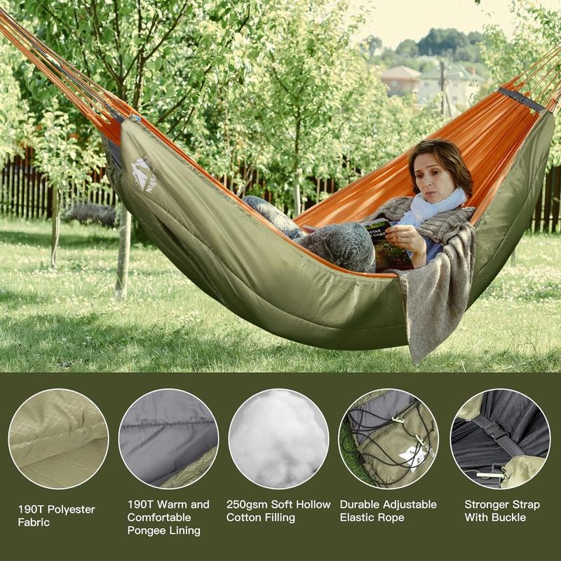 Night Cat Hammock Underquilts Sleeping Bag Single Insulated Under Blanket for Hammock 4 Seasons Lightweight Soft Warm 5-20℃ 8x3.6ft