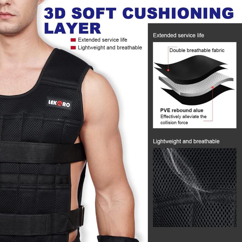 Adjustable Weighted Vest 44LB Workout Weight Vest Training Fitness Weighted Jacket for Men Women(Included 96 Steel Plates Weights)