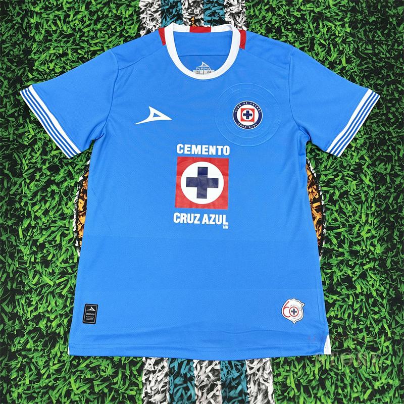 2425 Mexico CRUZ AZUL Home Short Sleeve Top Retro Soccer Jerseys Quick Dry Fans Version LIGA MX