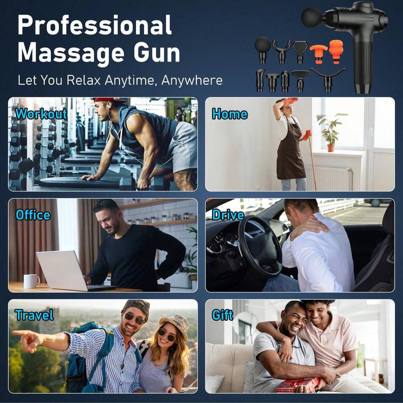 Massage Gun Deep Tissue, Back Massage Gun For Athletes For Pain Relief Attaching 10 PCS Specialized Replacement Heads, Percussion Massager With 10 Speeds & LED Screen