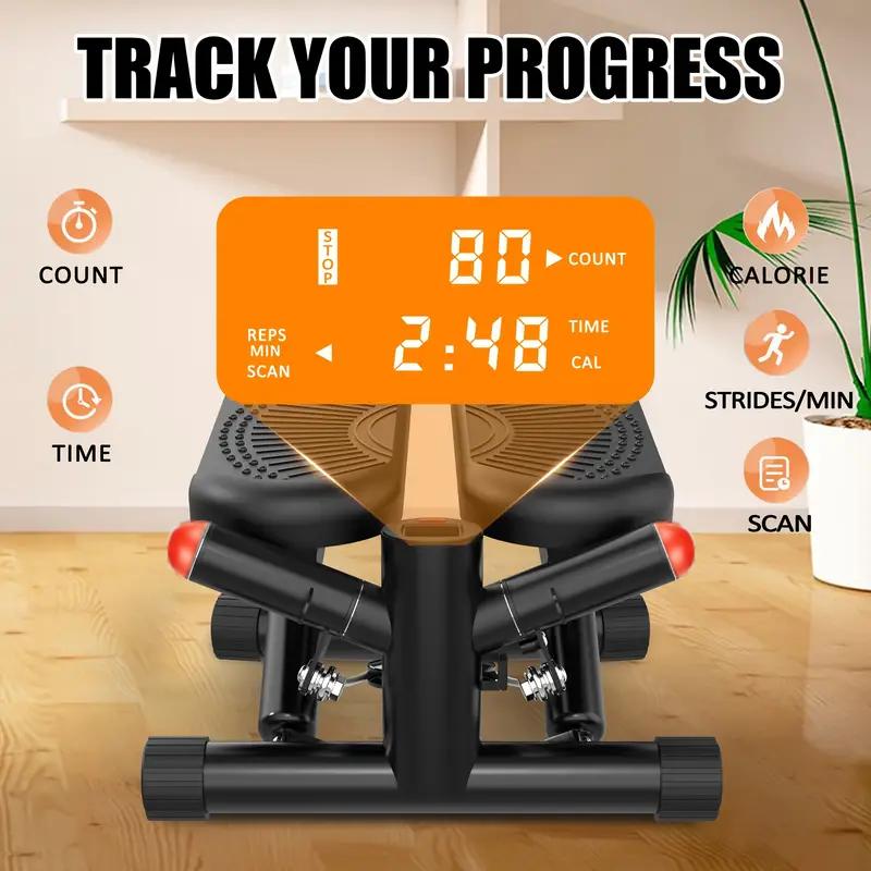 Mini Stepper for Exercise with Resistance band, Space saving Stair Stepper with 300lb loading capacity, Hydraulic Fitness Stepper with LCD Monitor, 2024 New Stepping Machine