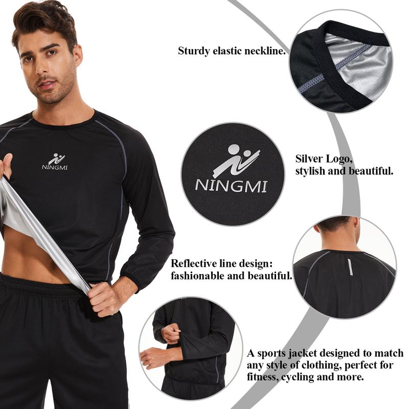 Sauna Suit Men Long Sleeve Body Shaper Waist Trainer Weight Loss Workout Sweat MenS Sauna Shirt for Fitness Running