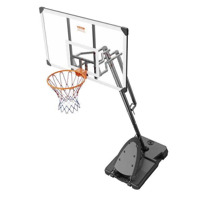 VEVOR Basketball Hoop, 7.6-10 ft Adjustable Height Portable Backboard System, 54 inch Basketball Hoop & Goal, Basketball Set with Wheels, Stand, and Fillable Base, for Outdoor Indoor