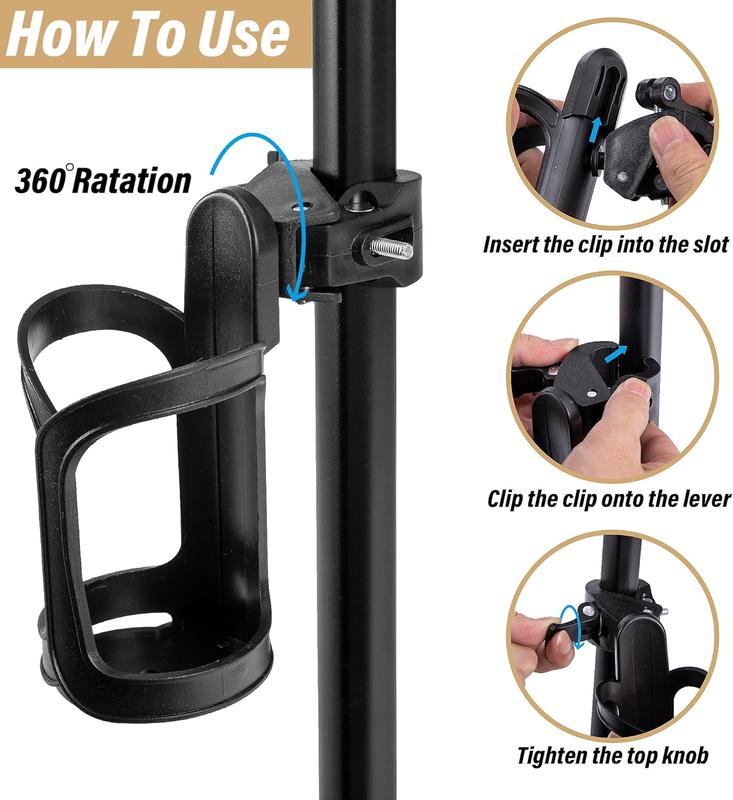 6 count Tree Stand Cup Holder - Cup Holder for Treestand  -Universal 360 Degrees Rotation Bottle Holder for  Bike  Walker  Fishing