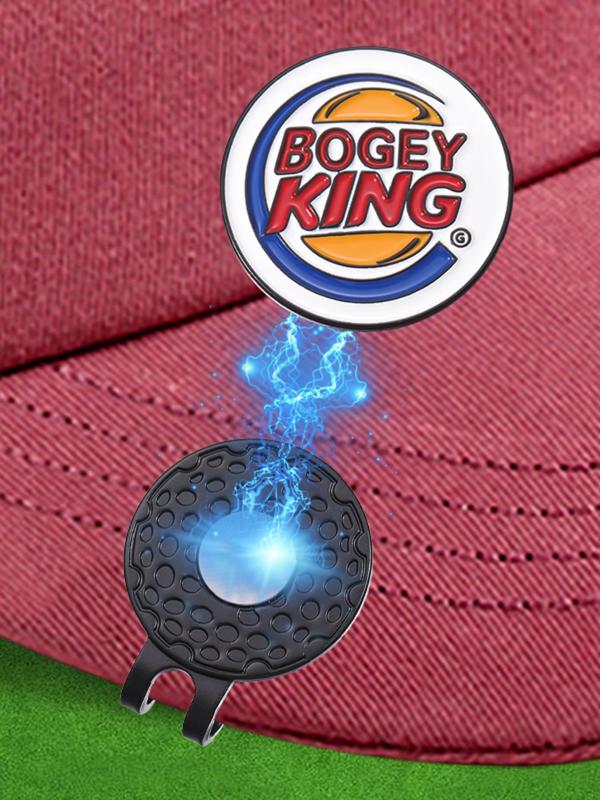 Bogey King Cartoon Style Letters Pattern Golf Hat Clip, Golf Magnetic Ball Marker, Fashion Accessories for Men & Women