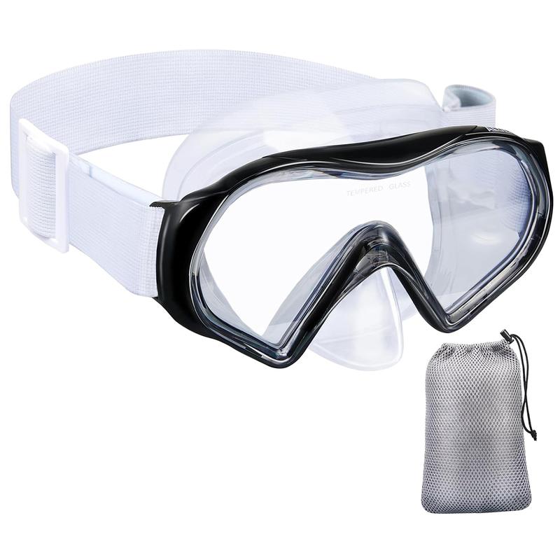 Aegend Swim Goggles with Nose Cover Adult Snorkel Mask, Tempered Glass Panoramic View No Leak Anti Fog Knitted Strap Diving Mask