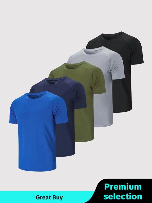 Men's Plain Round Neck Raglan Sleeve Spring Sports Football Jersey, Quick Drying Breathable T-shirt, Casual Tee Tops for Gym Workout Running Back to School, Mens Clothes, Please Purchase A Size Up, Fall Outfits 2024