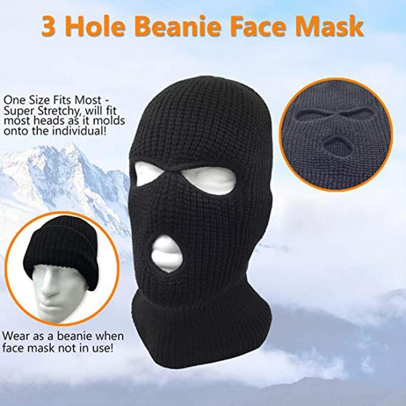 3 Hole Balaclava Full Face Cover Ski Balaclava Winter Outdoor Sport Knitted Face Cover for Outdoor Sports