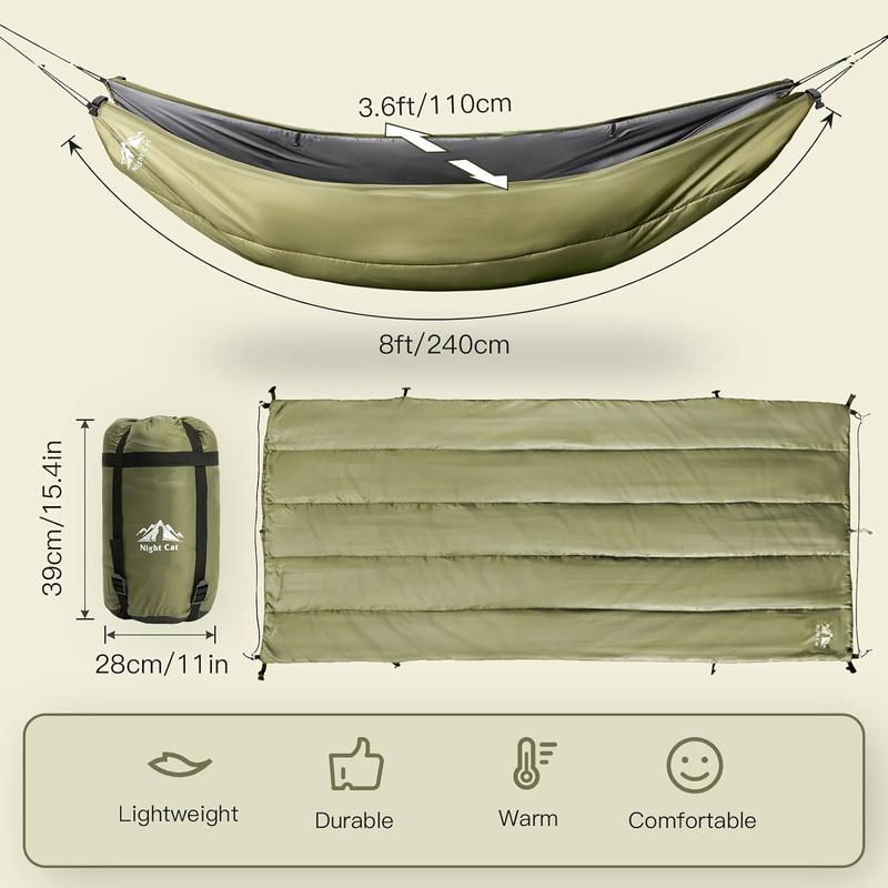 Night Cat Hammock Underquilts Sleeping Bag Single Insulated Under Blanket for Hammock 4 Seasons Lightweight Soft Warm 5-20℃ 8x3.6ft