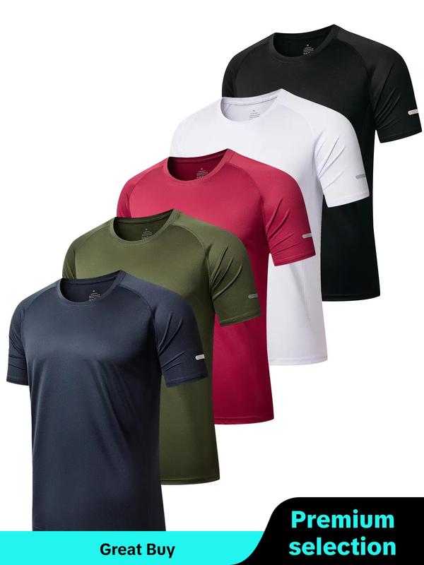 Men's Plain Round Neck Raglan Sleeve Spring Sports Football Jersey, Quick Drying Breathable T-shirt, Casual Tee Tops for Gym Workout Running Back to School, Mens Clothes, Please Purchase A Size Up, Fall Outfits 2024