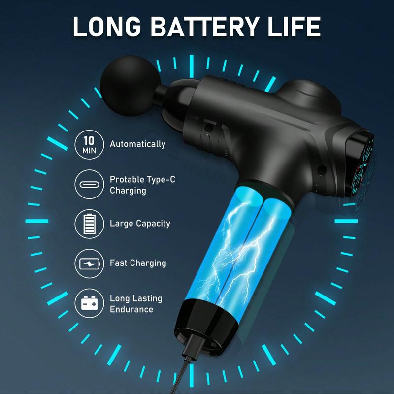 Massage Gun Deep Tissue, Back Massage Gun For Athletes For Pain Relief Attaching 10 PCS Specialized Replacement Heads, Percussion Massager With 10 Speeds & LED Screen