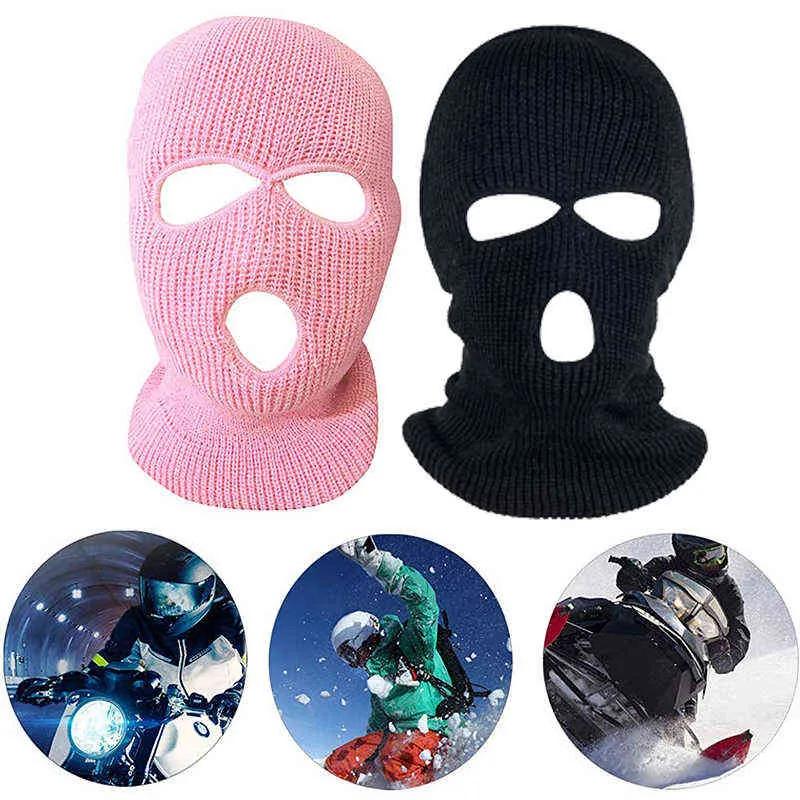 3 Hole Balaclava Full Face Cover Ski Balaclava Winter Outdoor Sport Knitted Face Cover for Outdoor Sports