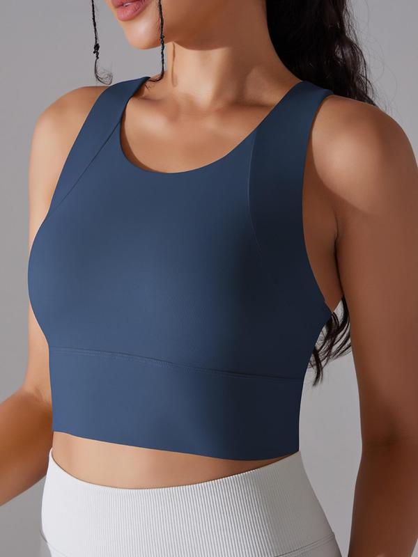 Women's Solid Push Up Sports Bra, Breathable Seamless Sports Vest, Ladies Sportswear for Indoor Outdoor Wear