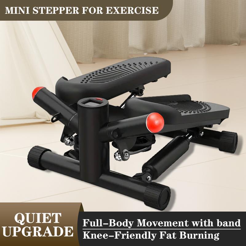 Mini Stepper for Exercise with Resistance band, Space saving Stair Stepper with 300lb loading capacity, Hydraulic Fitness Stepper with LCD Monitor, 2024 New Stepping Machine