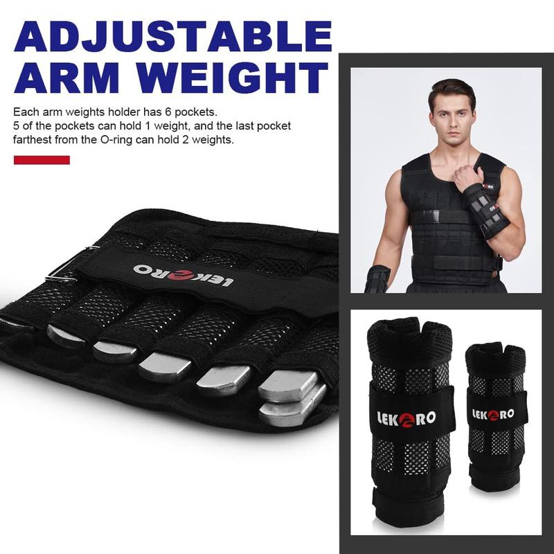 Adjustable Weighted Vest 44LB Workout Weight Vest Training Fitness Weighted Jacket for Men Women(Included 96 Steel Plates Weights)