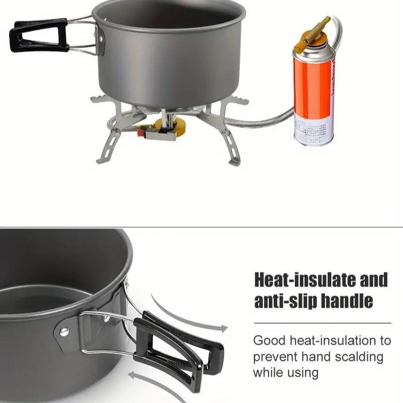 Random Color Lightweight Camping Cookware Set, 3 Counts set Pot, Pan & Kettle, Portable Aluminum Cooking Kit with Storage Bag, Outdoor Camping Kitchenware, Camping Cooking Set, Camping Set, Camping Utensils, Camp Cookware