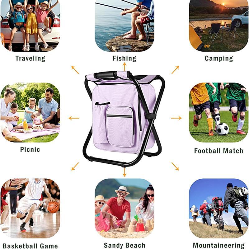 Portable Folding Chair, Foldable Backpack Stool, Lightweight Stool for Camping Hunting Fishing, Outdoor Camping Furniture