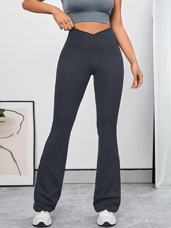 Women's Cross Wrap High Waist Flare Leg Sports Scrunch Tummy Control Leggings, Solid Bootcut Yoga Pants, Compression Pants, Summer Pants, Workout Clothes Women, Leggings for Women Gym Fitness Workout, Fall Outfits 2024, Fall Outfits, Fallfreshness