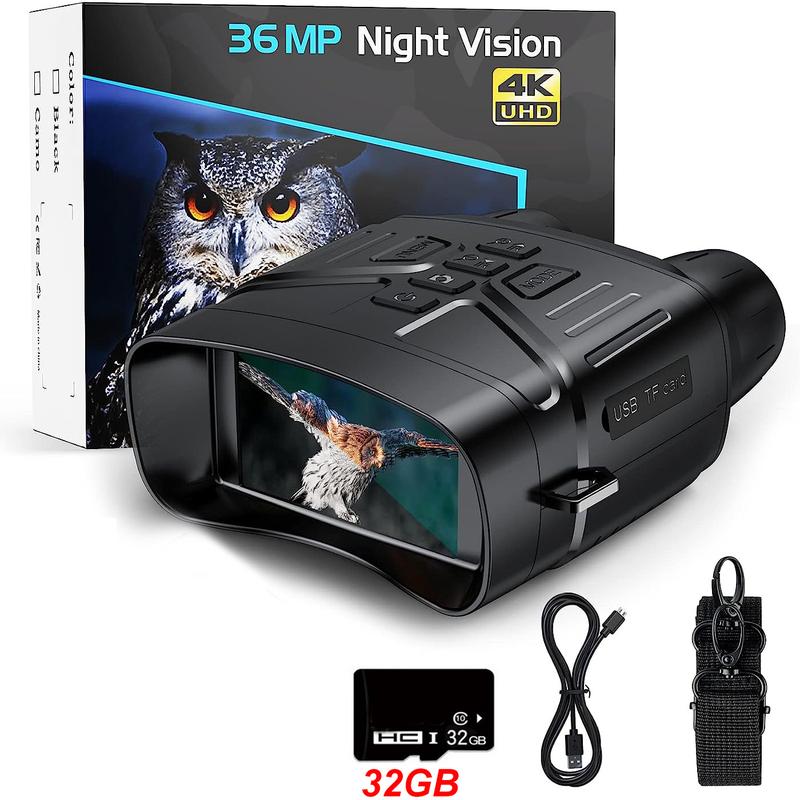 Night Vision for Hunting Goggles - 4K Night Vision Binoculars for Adults, 3'' HD Screen Binoculars can Save Photo and Video with 32GB TF Card, Camouflage for Surveillance Tactical Gear