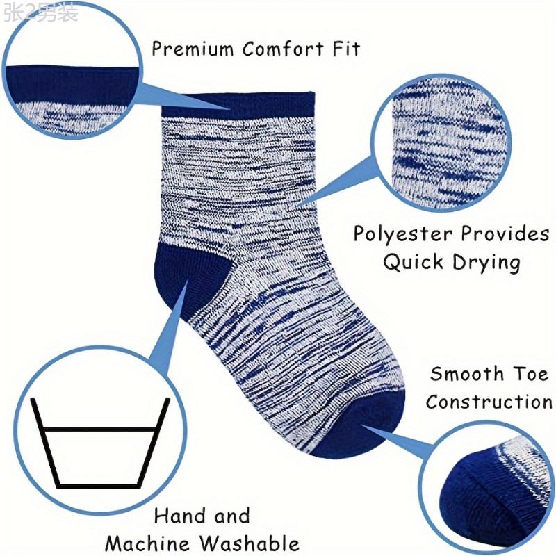 12 Pairs of Boy's Premium Mid-Crew Calf Socks - Sweat-Absorbing, Comfy, Breathable, and Moisture-Wicking for Basketball Training, Running, and Outdoor Activities - Ideal for Active Boys