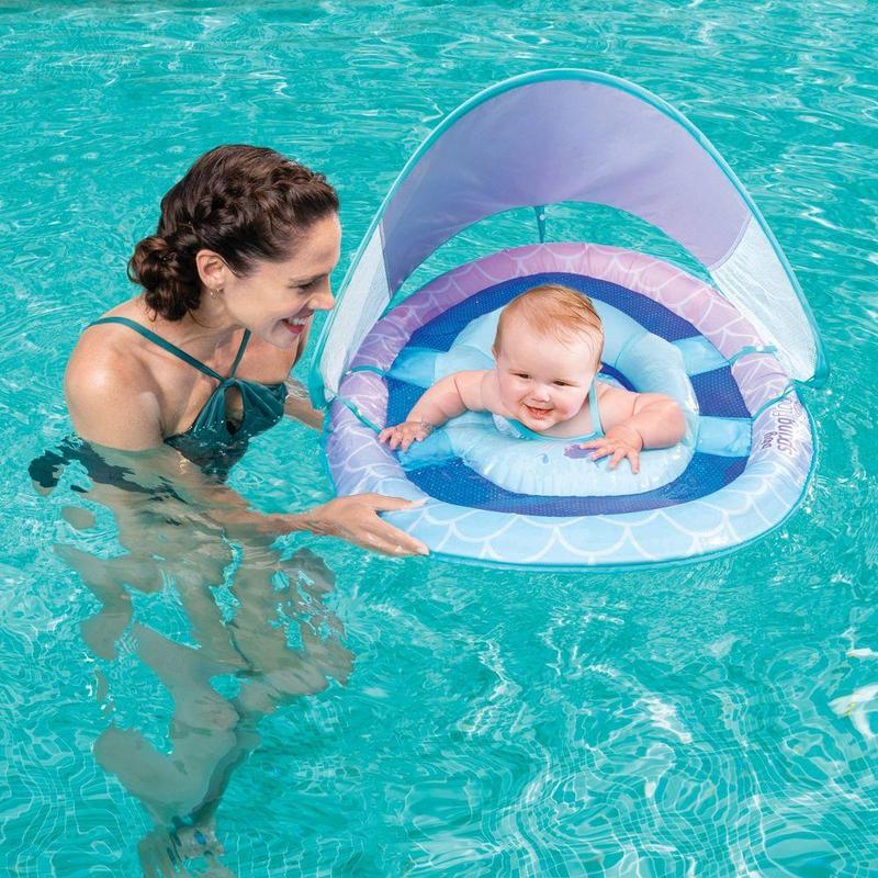 Swimways Infant Baby Spring Water Pool Floats 9-24 Months Built-In Valve Mermaid