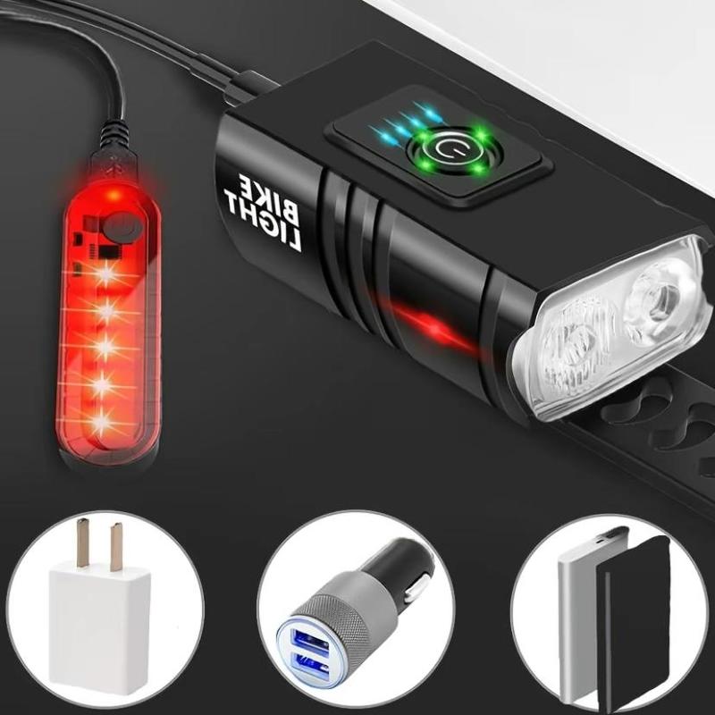 Bike Light, USB Rechargeable Bike Front Light & Tail Light Set, Waterproof Safety Bike Front Light Bike Rear Light, Suitable for Road, Mountain, Night Riding