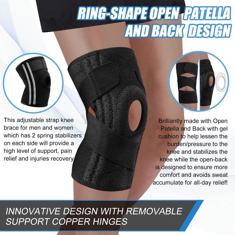 For Knee Support Patella Stabilization Knee Support, Adjustable Knee Support with Patella Gel Pad and Side Spring Stabilizer, Sports Knee Support Outdoor Mountaineering Football Dance Running, Breathable Protective Gear