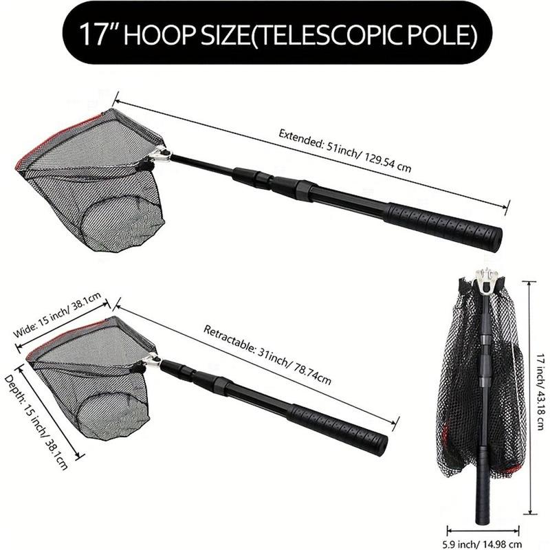 Portable Fishing Net With Telescopic Pole, Flexible Foldable Fishing Net, Fishing Accessories For Outdoor Fishing