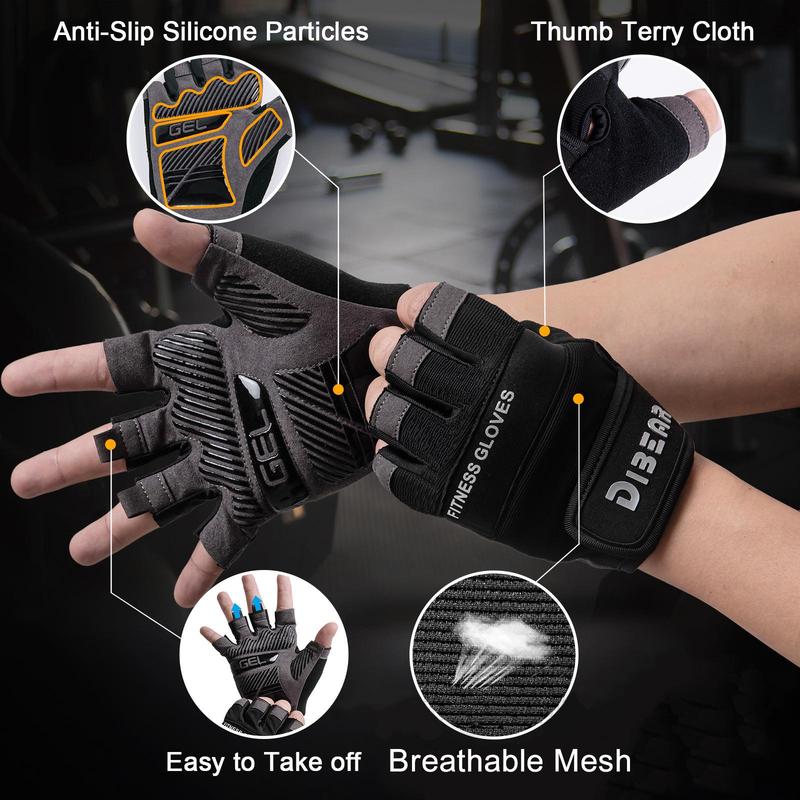 Silicone Non-slip Sports Gloves, 1 Pair Breathable Half Finger Gloves, Fitness Gloves for Cycling, Dumbbell Training, Outdoor Camping