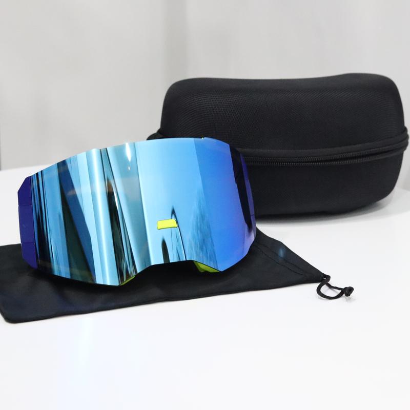 Ski Goggles, Double Layer Outdoor Anti Fog,Wind and Sand Proof, Cool Blue, Snowy, Unisex, Ski Goggles