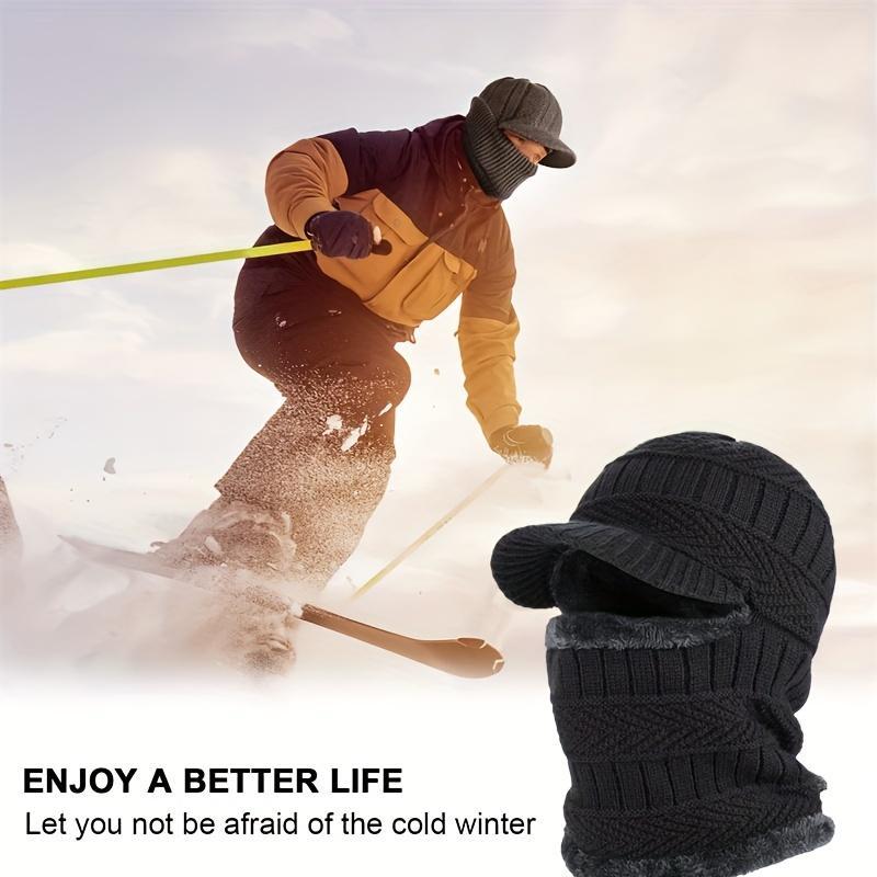 Winter Warm Face Mask, Windproof Full Face Mask, Breathable Ski Mask, Outdoor Sports Windproof Scarf Integrated Hat for Men & Women