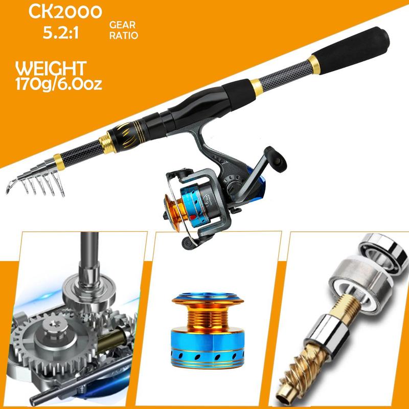 Fishing Rod Set for Christmas Gift, 1 Set Fishing Rods with Fishing Reel & Lure Accessories & Portable Fishing Rod Bag, Outdoor Fishing Accessories, Fishing Equipment, Fishing Stuff Christmas Gifts