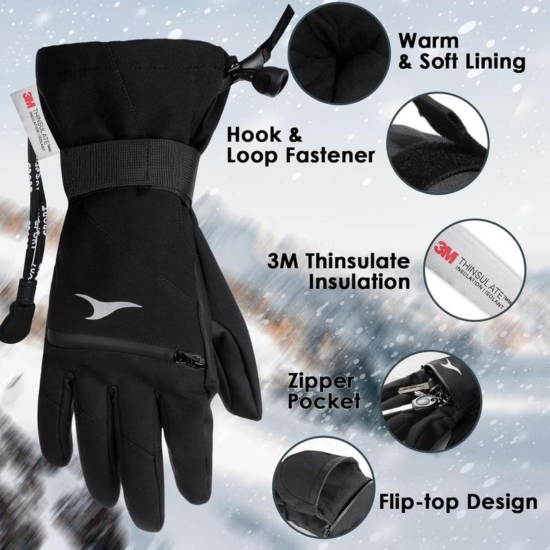 Ski Gloves Waterproof Snowboard Gloves,Winter Cold Weather Gloves for Men & Women,Touchscreen Snow Mittens