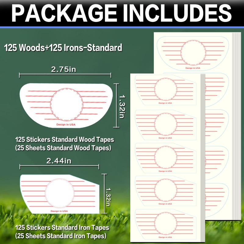 Golf Club Impact Tape Stickers Labels for Driver Woods Irons Putters Ball Hitting Recorder 250 375 Pcs, Training Aids for Swing Practice