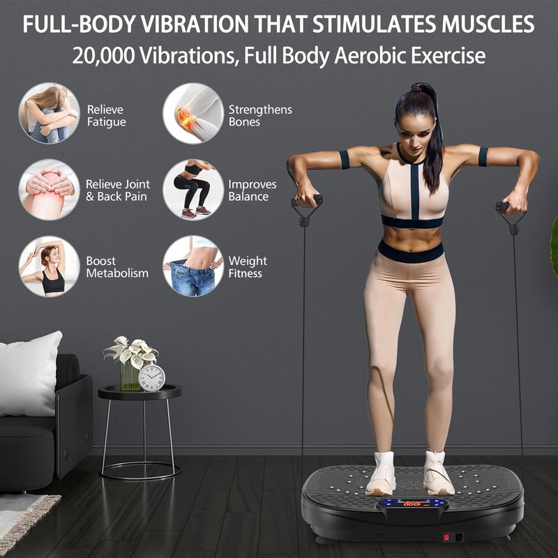 Vibration Plate Exercise Machine with Bluetooth Lymphatic Drainage Machine, Whole Body Workout Vibration Platform for Wellness and Fitness