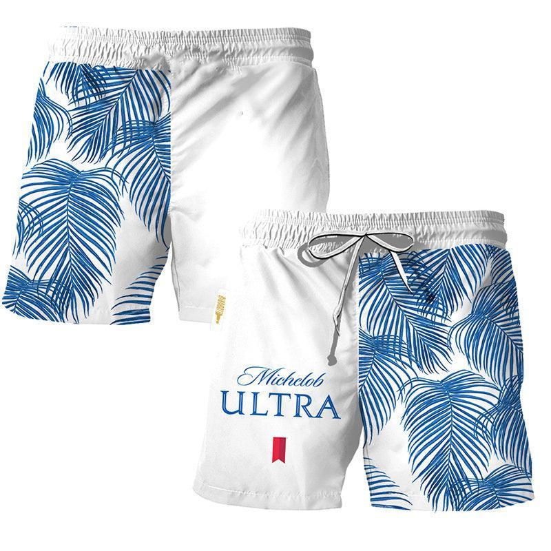 Michelob Ultra Fern Swim Trunks, Hawaiian Short Summer Gift for Men Dad Friend