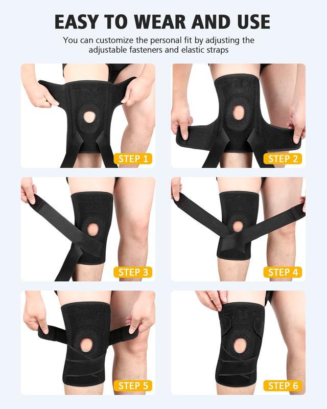 For Knee Support Patella Stabilization Knee Support, Adjustable Knee Support with Patella Gel Pad and Side Spring Stabilizer, Sports Knee Support Outdoor Mountaineering Football Dance Running, Breathable Protective Gear