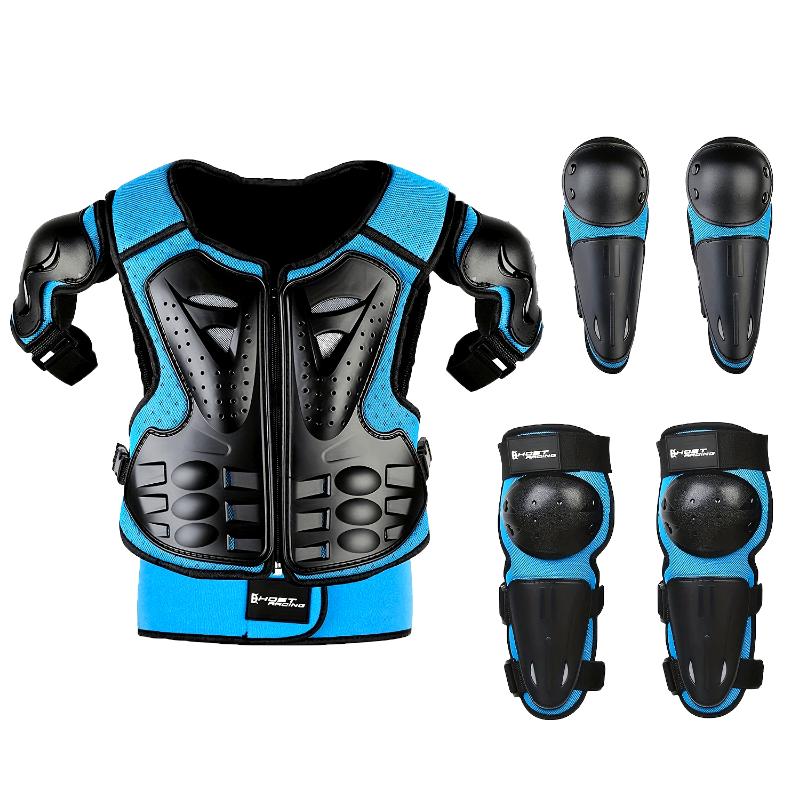 Kids Bicycle Armor Suit, Dirt Bike Riding Protective Gear, Chest Spine Back Protector, Shoulder Arm Elbow Knee Protector Pads For Cycling Skateboard, Skiing, Skating, Off-Road, Cross-country, Bike, Cycling, Suitable For Children Aged 4-12