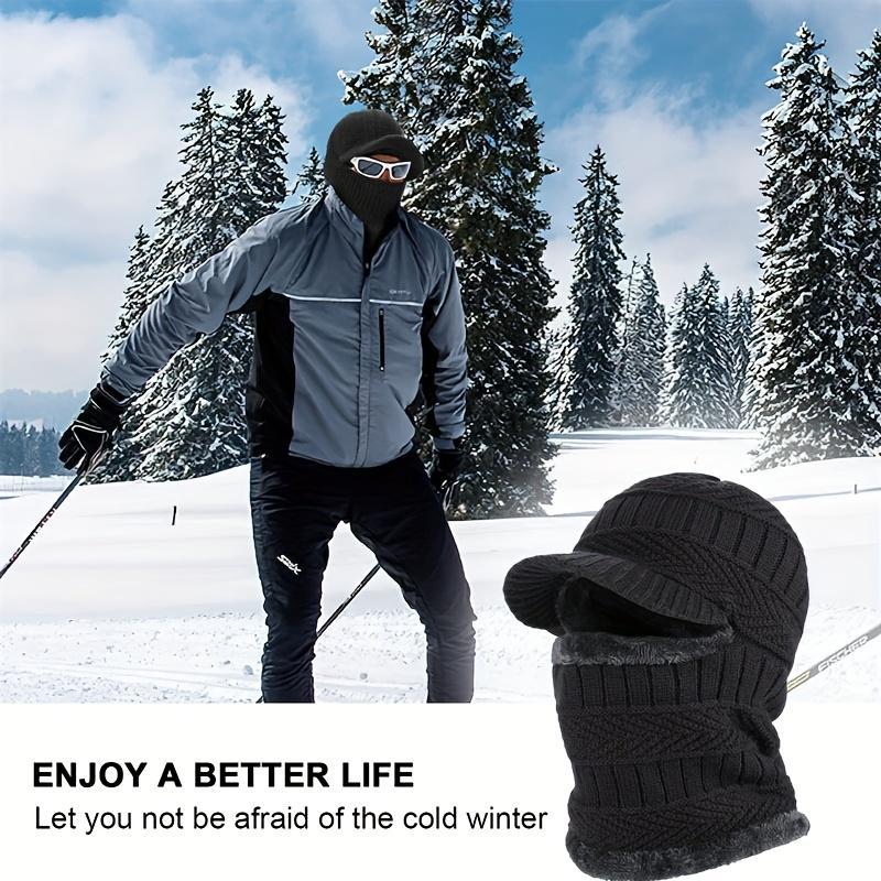 Winter Warm Face Mask, Windproof Full Face Mask, Breathable Ski Mask, Outdoor Sports Windproof Scarf Integrated Hat for Men & Women