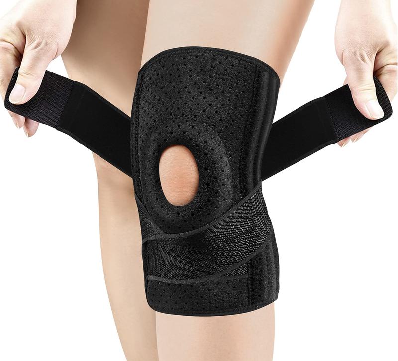 For Knee Support Patella Stabilization Knee Support, Adjustable Knee Support with Patella Gel Pad and Side Spring Stabilizer, Sports Knee Support Outdoor Mountaineering Football Dance Running, Breathable Protective Gear