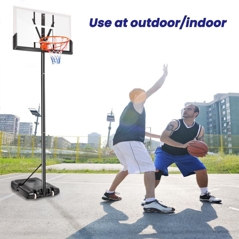 Portable Basketball Hoop with 44in Shatterproof Backboard, 4.4-10ft Height Adjustable Basketball Hoops Stand System for Kids Adults in Outdoor Indoor, with Premium PC Backboard