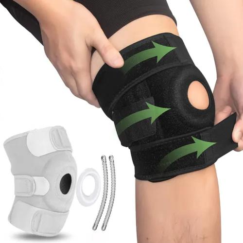 For Knee Support Patella Stabilization Knee Support, Adjustable Knee Support with Patella Gel Pad and Side Spring Stabilizer, Sports Knee Support Outdoor Mountaineering Football Dance Running, Breathable Protective Gear